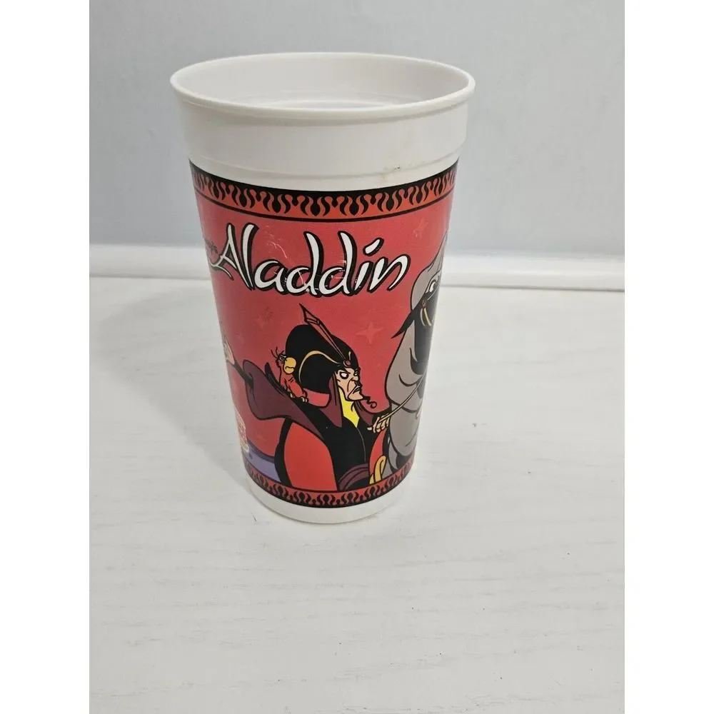 Vintage Disney Aladdin Burger King Plastic Cup Featuring Jafar*READ* Cracked Rim